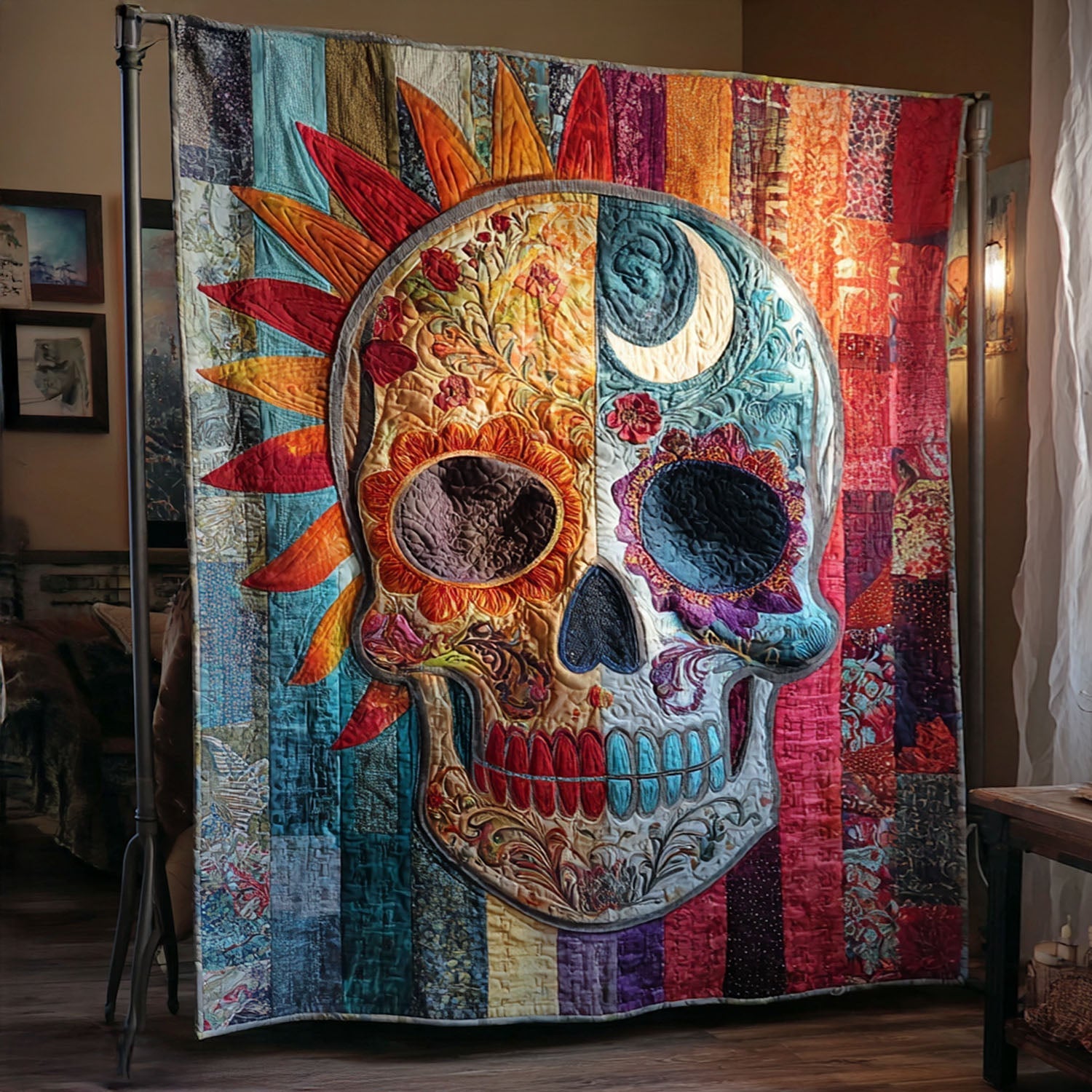 Mystic Skull Quilted Blanket Christmas Throw Blanket Christmas Gifts For Labrador Lovers - Bancroftclothings