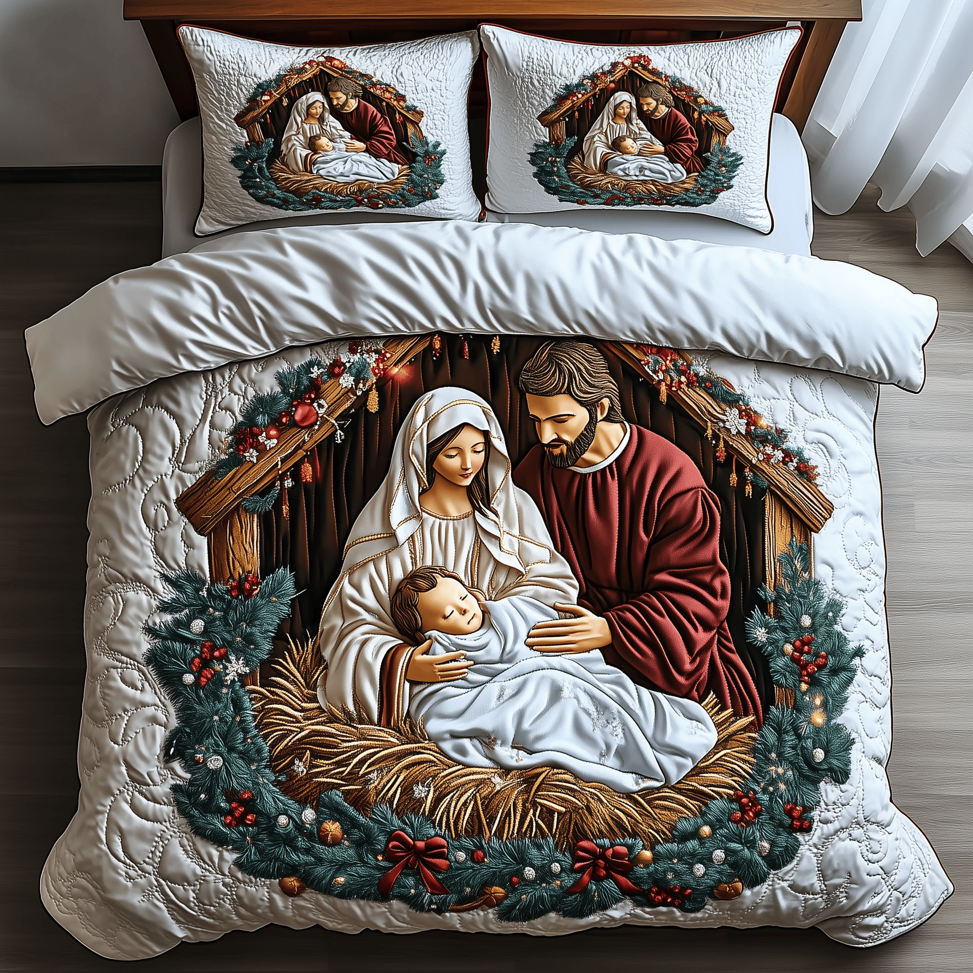 Nativity Quilted Bedding Set Stay warm this winter Funny Christmas Gifts - Bancroftclothings