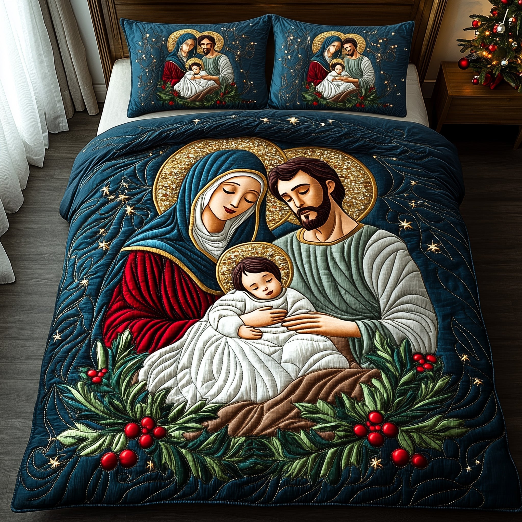Nativity Quilted Bedding Set The Birth Of Jesus Unique Christmas Gifts For Christians - Bancroftclothings