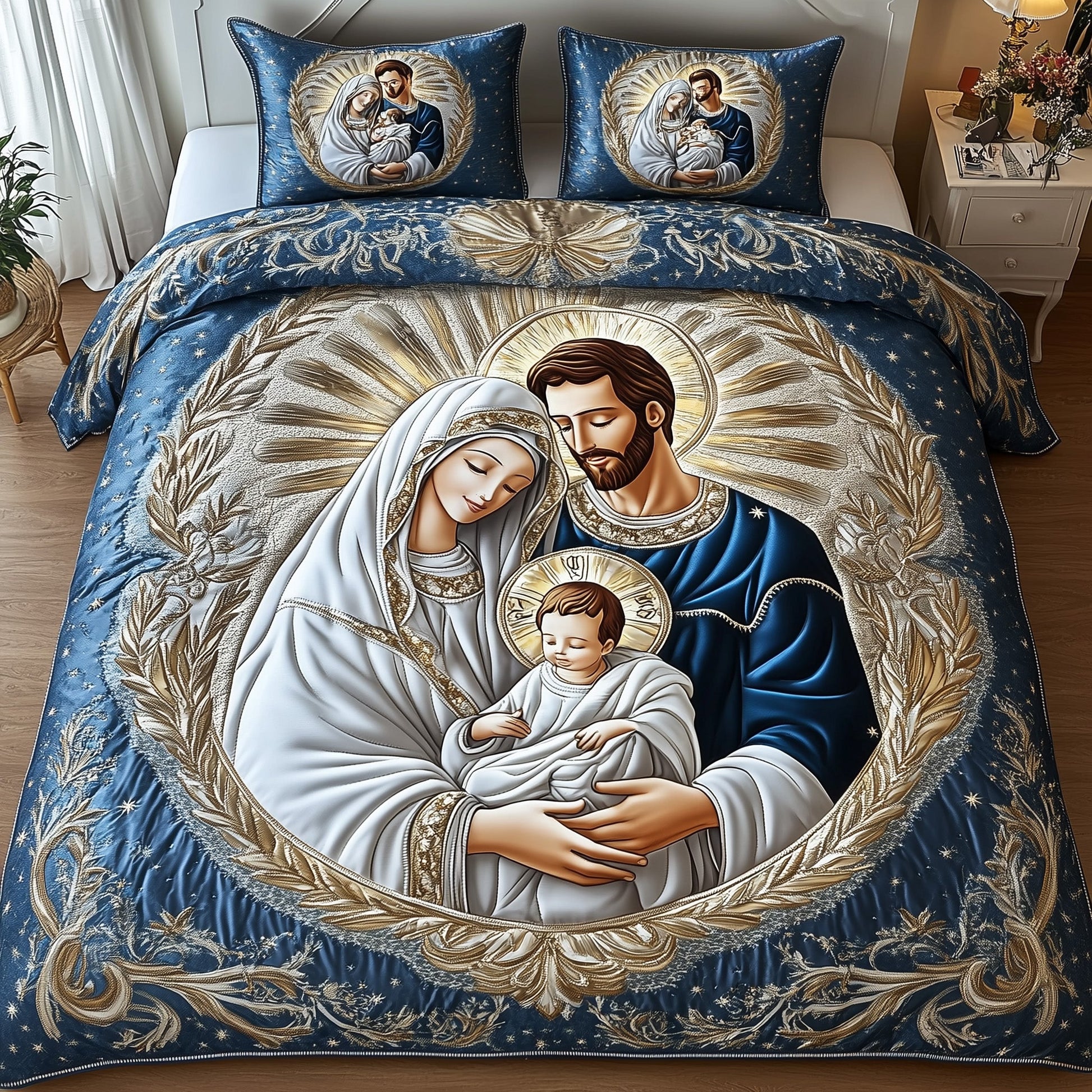 Nativity Quilted Bedding Set The Coming Of Christ Best Faith Christmas Gifts For Christians - Bancroftclothings