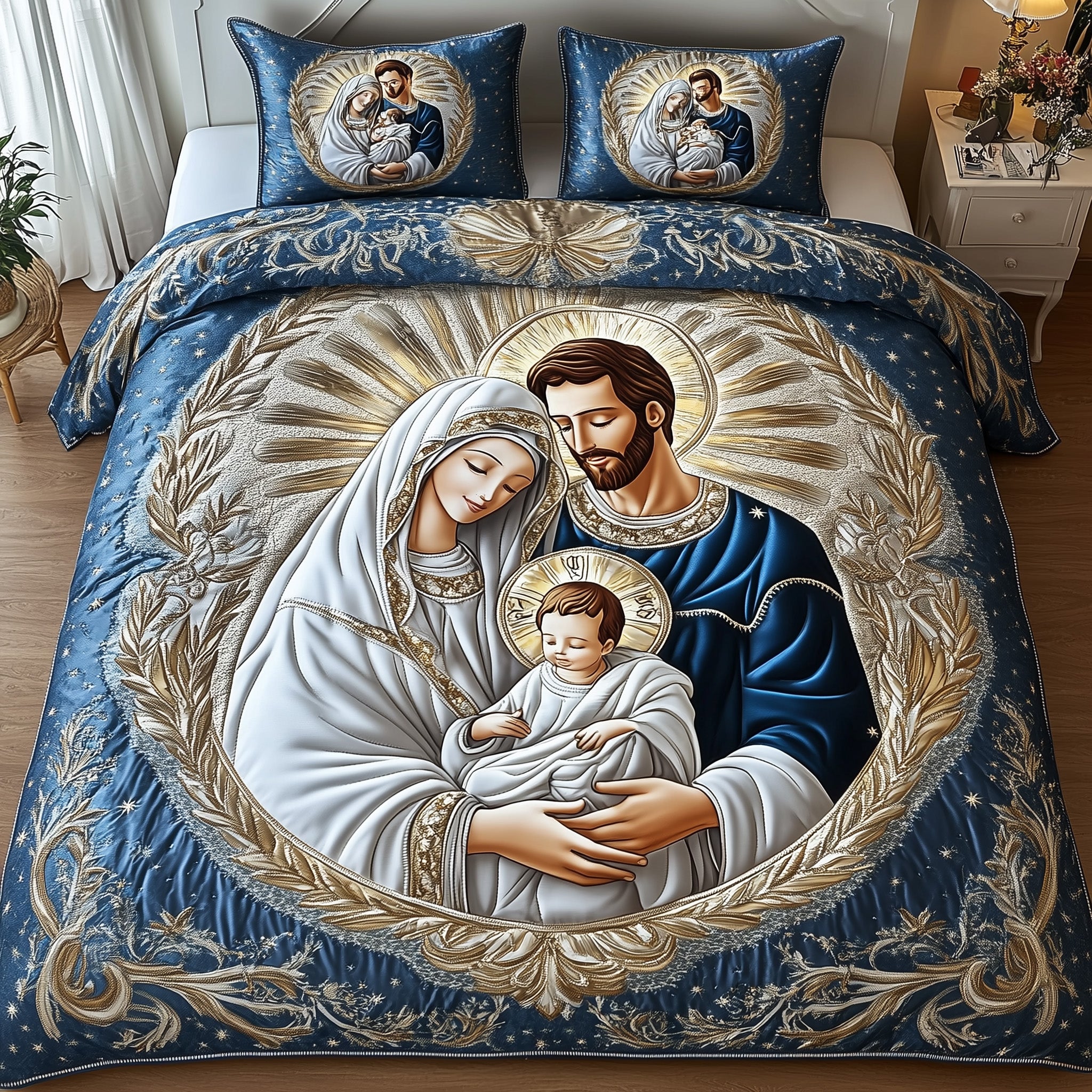 Nativity Quilted Bedding Set The Coming Of Christ Best Faith Christmas Gifts For Christians - Bancroftclothings
