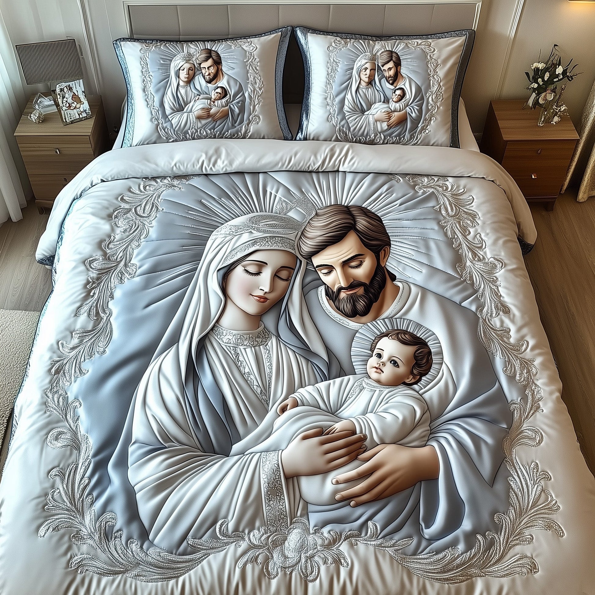 Nativity Quilted Bedding Set The Coming Of Christ Faith Christmas Presents For Christians - Bancroftclothings