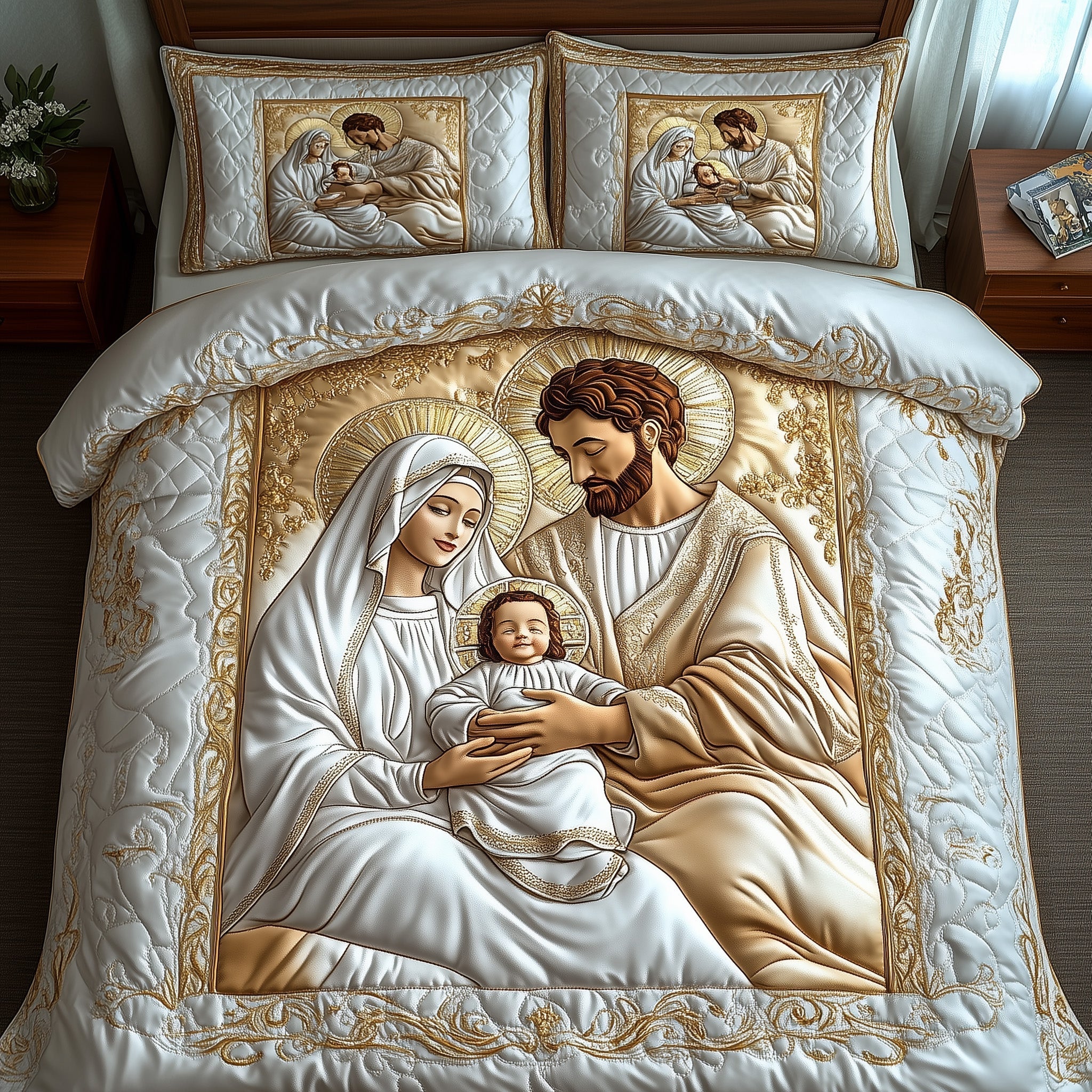 Nativity Quilted Bedding Set The Holy Birth Faith Christmas Gifts For Christians - Bancroftclothings