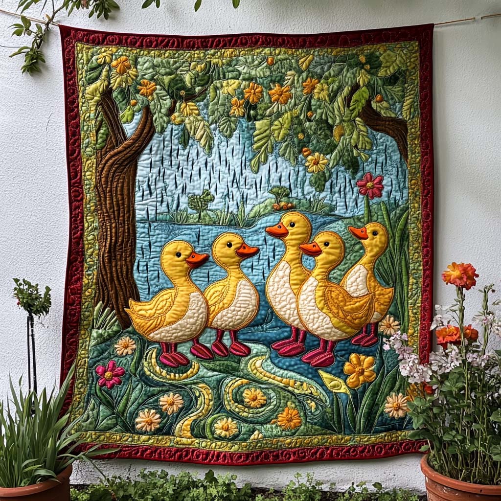 Nature Duck Path Quilted Blanket Christmas Bedroom Decor Duck Christmas Presents - Bancroftclothings