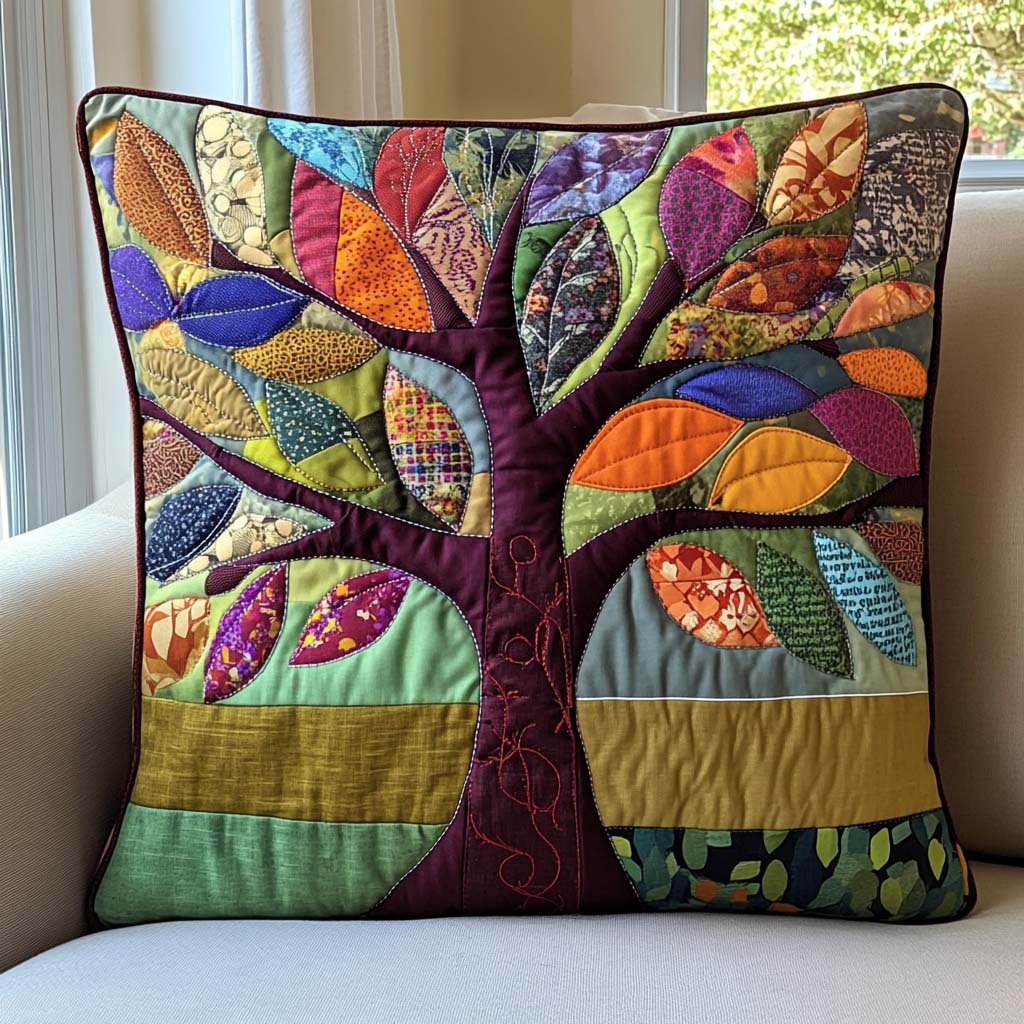 Nature Embrace Quilted Pillow Case Hippie Home Decor Tree Lover Presents - Bancroftclothings