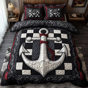 Nautical Anchor Quilted Bedding Set Navy Anchor Quilt Cover Best Bedding Gifts - Bancroftclothings
