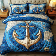 Nautical Anchor Quilted Bedding Set Sailor Theme Nautical Home Decor Gifts - Bancroftclothings