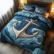 Nautical Anchor Quilted Bedding Set Ship Anchor Illustration Unique Gift Ideas - Bancroftclothings