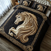 Noble Horse Quilted Bedding Set Noble Horse Decoration Best Bedding Gifts - Bancroftclothings