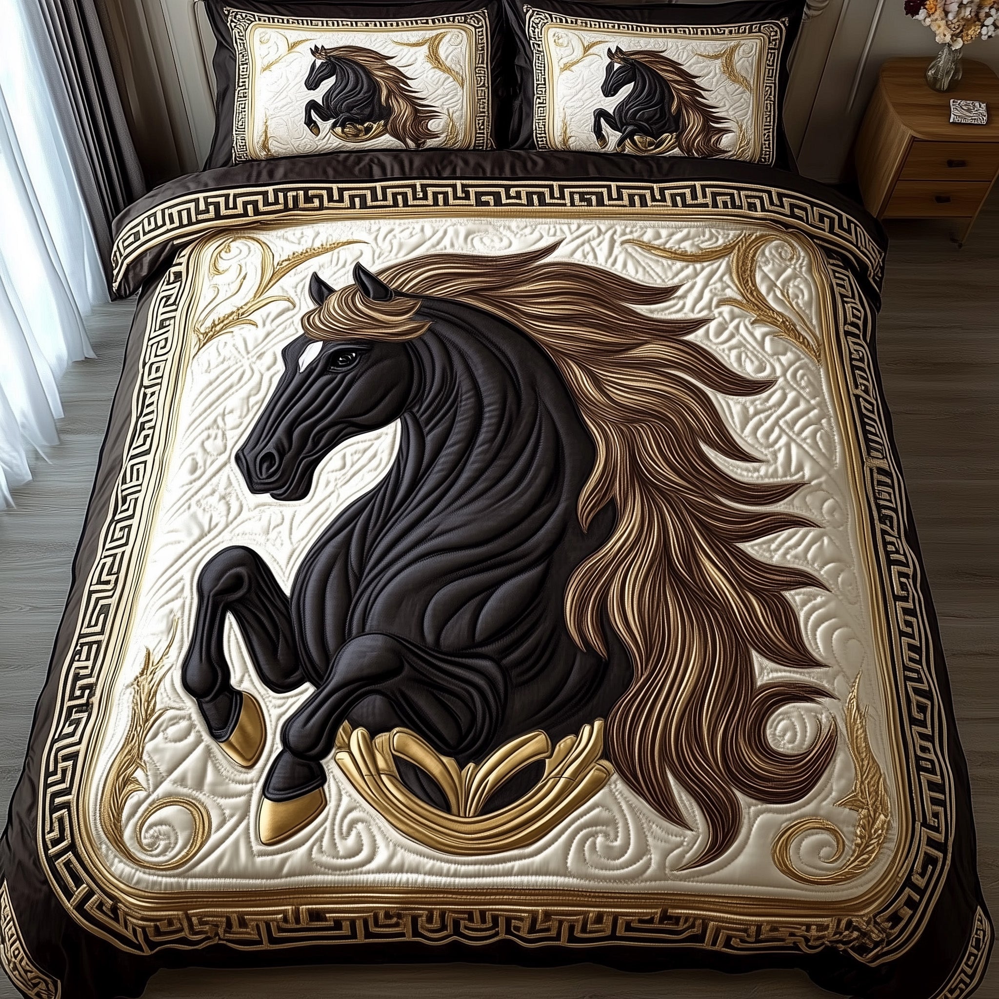 Noble Horse Quilted Bedding Set Noble Horse Rustic Western Bedroom Decor Gifts - Bancroftclothings
