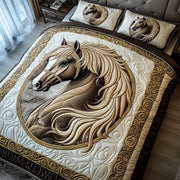 Noble Horse Quilted Bedding Set Wild Horse Spirit Unique Horse Design Bedding Gifts - Bancroftclothings