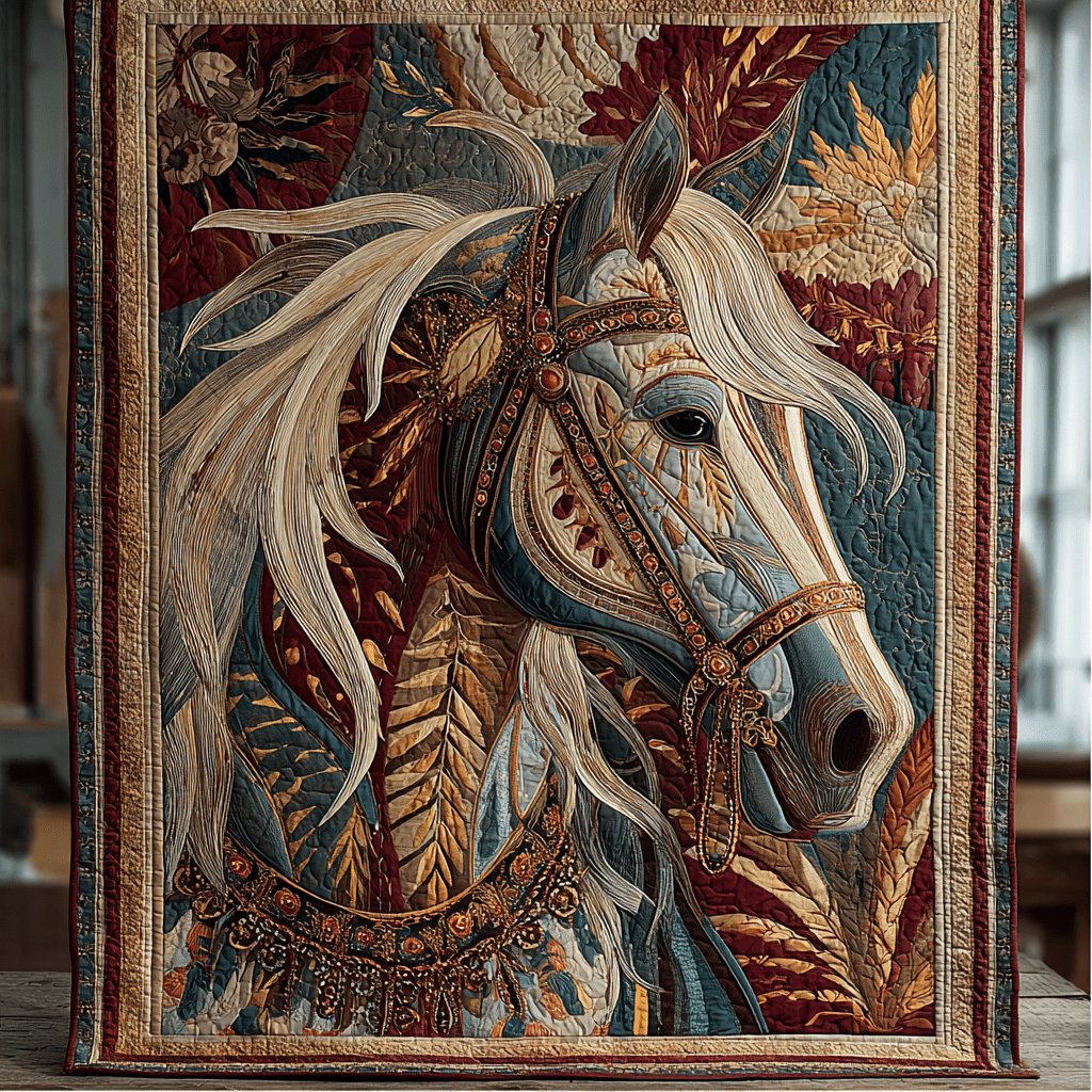 Noble Horse Quilted Blanket Christmas Throw Blanket Best Presents For Lion Lovers Birthday - Bancroftclothings