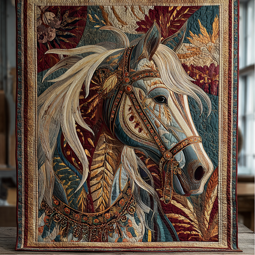 Noble Horse Quilted Blanket Christmas Throw Blanket Best Presents For Lion Lovers Birthday - Bancroftclothings