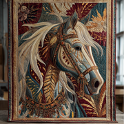 Noble Horse Quilted Blanket Christmas Throw Blanket Best Presents For Lion Lovers Birthday - Bancroftclothings