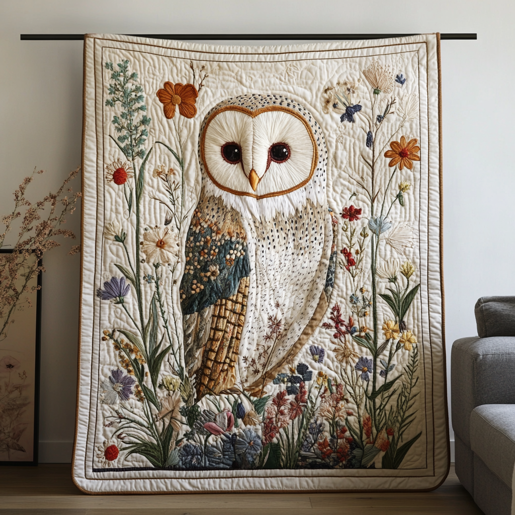Nocturnal Wings Quilted Blanket Best Throw Blanket Owl Presents For Her - Bancroftclothings