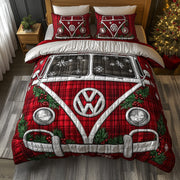 Nostalgic Road Trip Quilted Bedding Set Cozy Xmas Home Decoration Xmas Bedding Gifts - Bancroftclothings