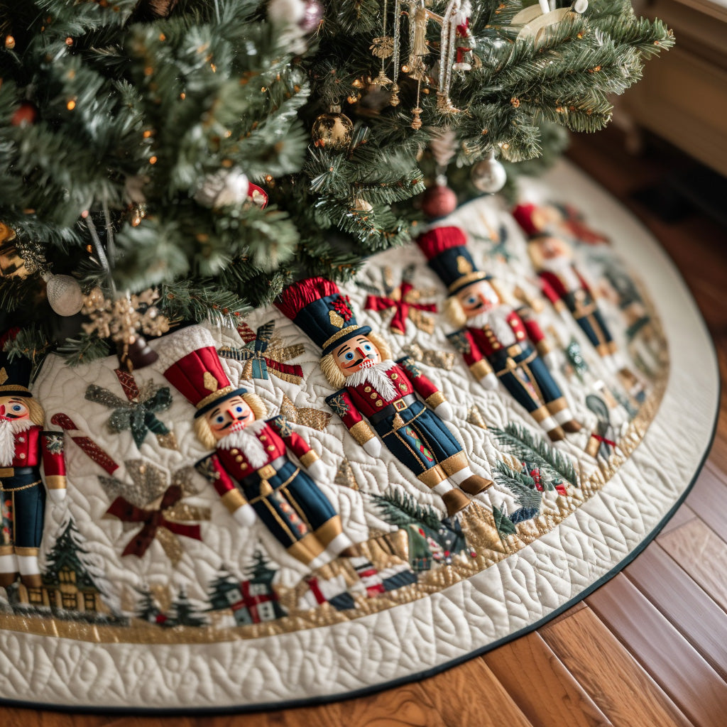 Nutcracker Magic Quilted Christmas Tree Skirt Lovely Holiday Tree Skirt for Festive Vibes - Bancroftclothings