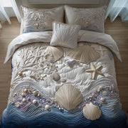 Ocean Breeze Quilted Bedding Set Coastal Beach Shell Decorations Best Bedding Gifts - Bancroftclothings