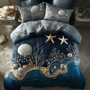 Ocean Breeze Quilted Bedding Set Seashell And Starfish Decor Unique Bedding Gift Ideas - Bancroftclothings