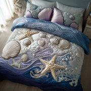 Ocean Breeze Quilted Bedding Set Starfish And Shells Best Ocean Vibes Bedroom Gift Ideas - Bancroftclothings