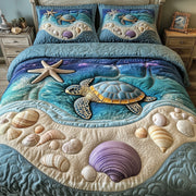 Ocean Journey Quilted Bedding Set Underwater Scene Art Ocean Life Bedding Gifts - Bancroftclothings