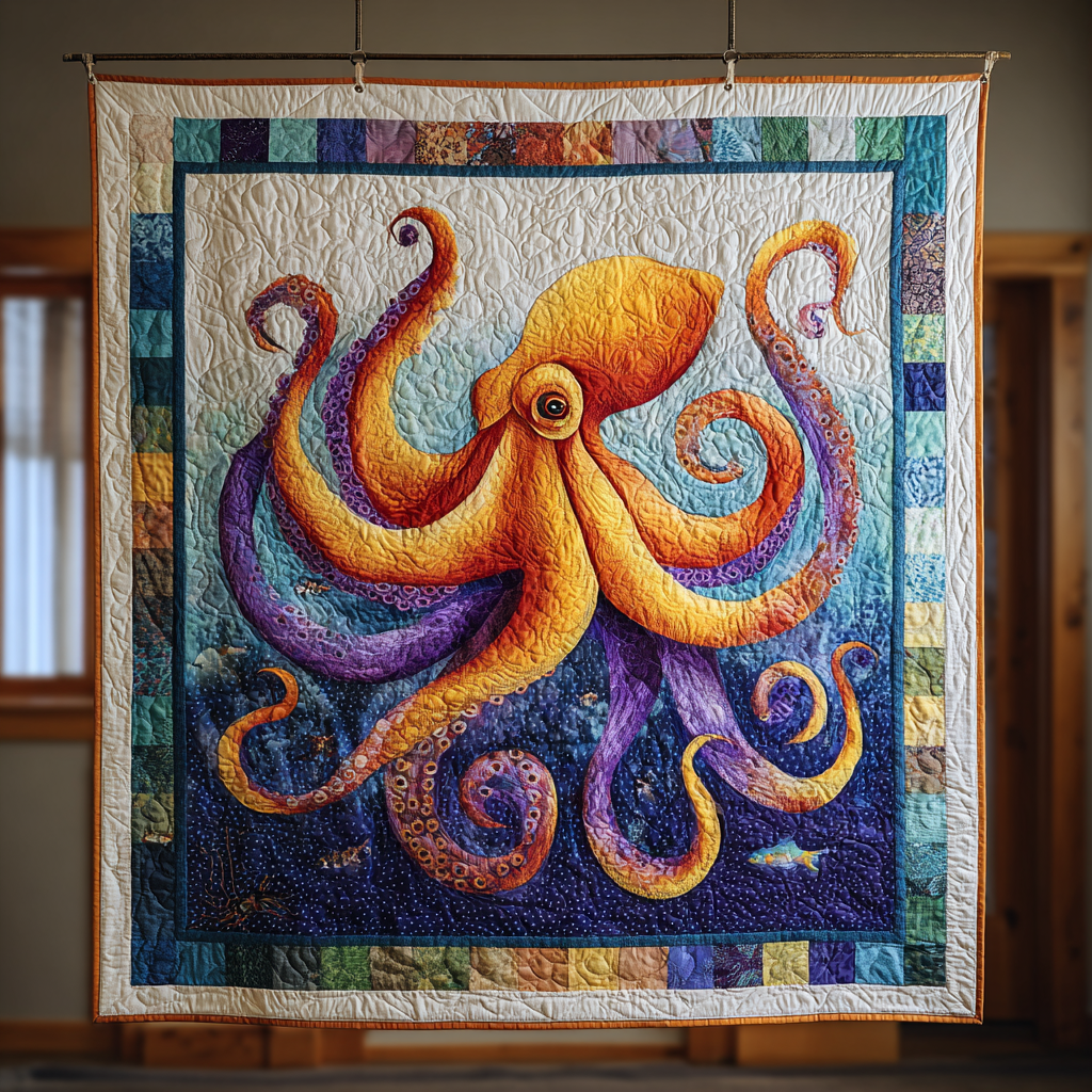 Octopus Dream Quilted Blanket Christmas Room Decor Cool Octopus Gifts - Bancroftclothings