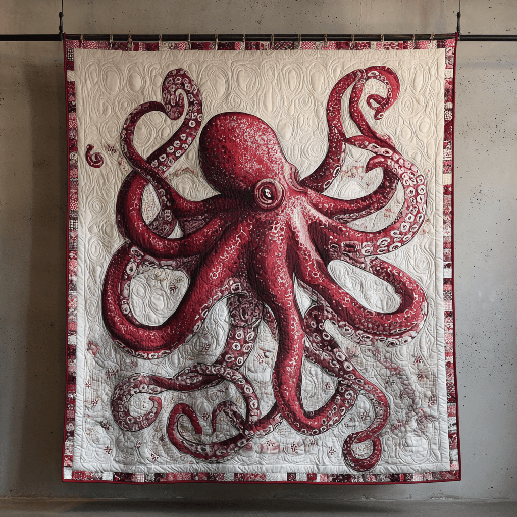 Octopus Escape Quilted Blanket Bedroom Xmas Decor Dragonfly Gifts For Women - Bancroftclothings