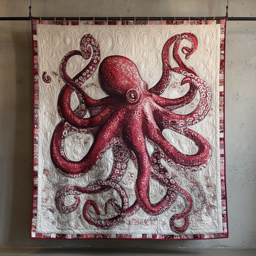 Octopus Escape Quilted Blanket Bedroom Xmas Decor Dragonfly Gifts For Women - Bancroftclothings