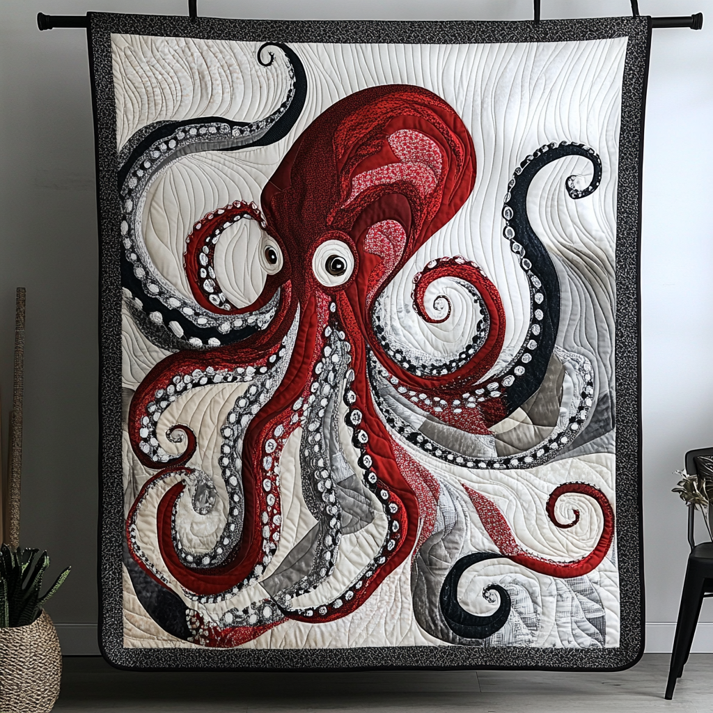 Octopus Flow Quilted Blanket Christmas Throw Blanket Dragonfly Christmas Gifts - Bancroftclothings