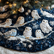 Owls Quilted Tree Skirt Xmas Tree Base Cover Decorations Christmas Best Gifts For Owl Lovers - Bancroftclothings