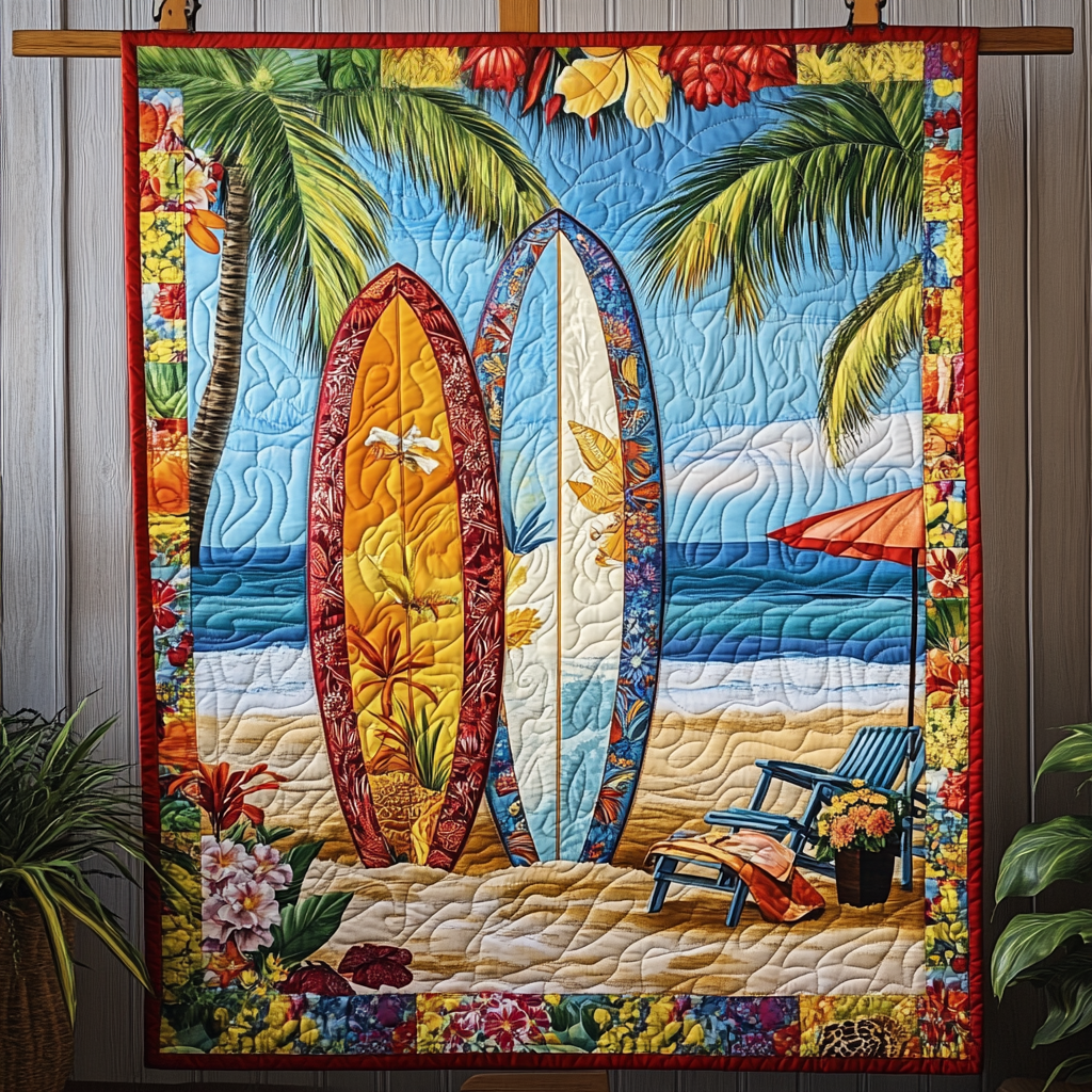 Palm Bloom Quilted Blanket Holiday Throw Blanket Best Gnome Gifts - Bancroftclothings