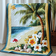 Palm Blossom Quilted Blanket Bed Room Decor Xmas Gifts For Mother In Law - Bancroftclothings