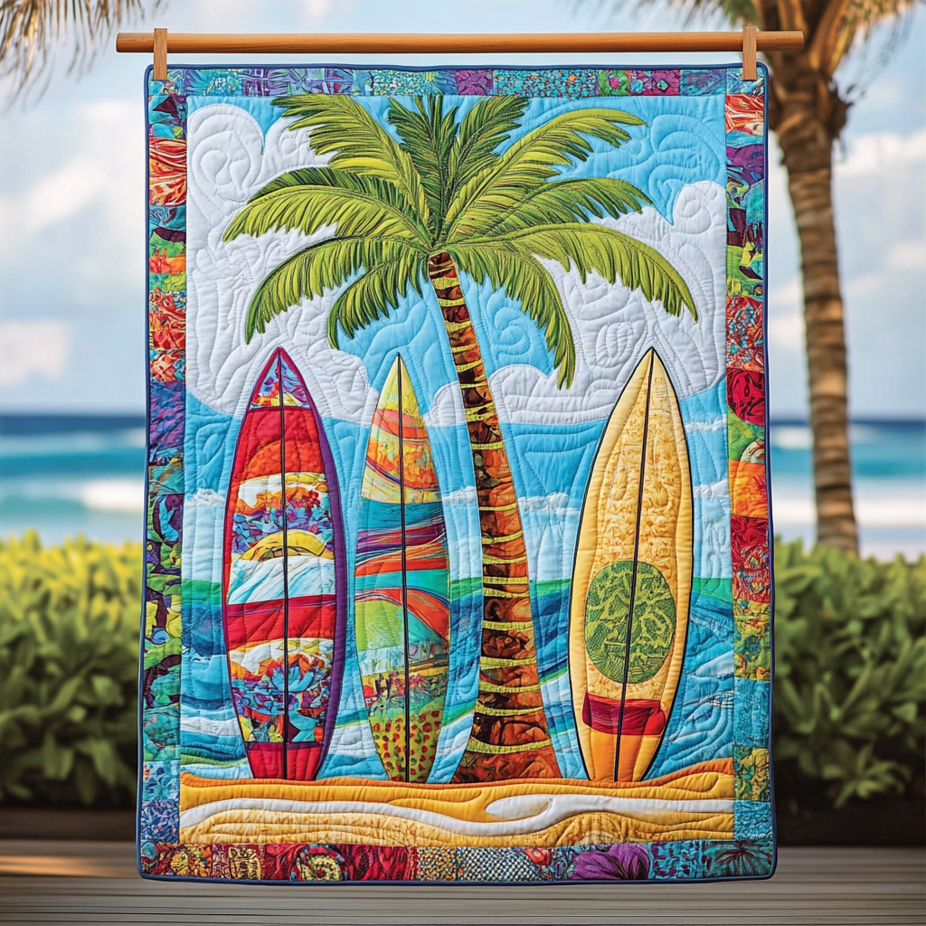Paradise Surf Quilted Blanket Bedroom Xmas Decor Best Gifts For Beach Lovers - Bancroftclothings