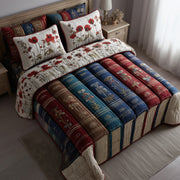 Patriot Reader Quilted Bedding Set Retro Rustic Books Best Bookish Bedroom Gifts - Bancroftclothings