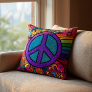 Peace Glow Quilted Pillow Case Boho Pillow Covers Christmas Presents For Hippies - Bancroftclothings