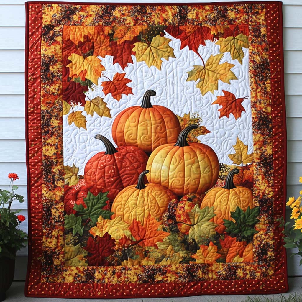 Pumpkin Country Walk Quilted Blanket Cozy Fall Blankets Ideas For Christmas Family Gifts - Bancroftclothings