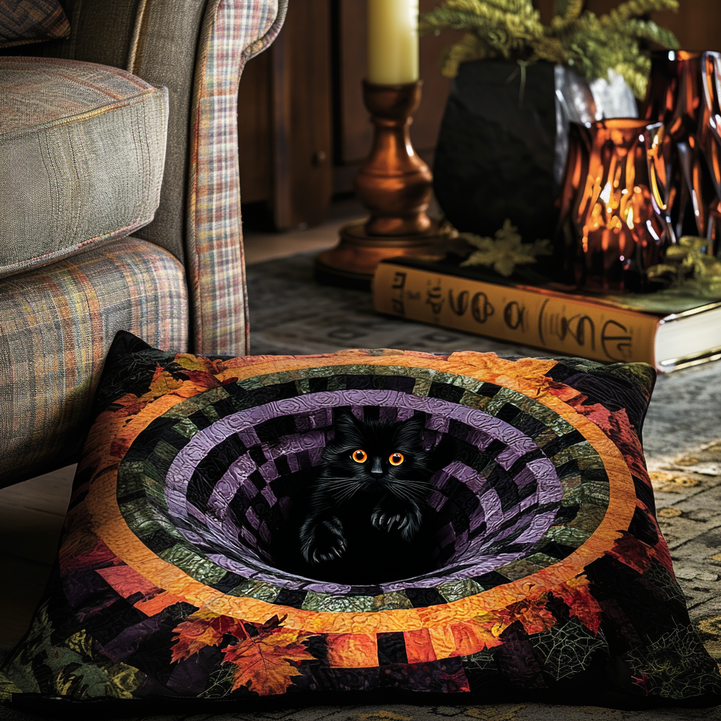 Pumpkin Glow Quilted Pillow Case Holiday Pillow Covers Unique Cat Gifts - Bancroftclothings