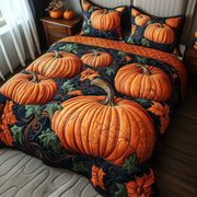 Pumpkin Haven Quilted Bedding Set Autumn Pumpkin Fields Unique Fall Holiday Gifts - Bancroftclothings