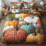 Pumpkin Haven Quilted Bedding Set Cozy Autumn Scene Design Best Autumn Gifts - Bancroftclothings