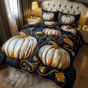 Pumpkin Haven Quilted Bedding Set Cozy Pumpkin Pattern Autumn Bedding Presents - Bancroftclothings