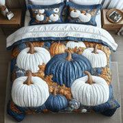 Pumpkin Haven Quilted Bedding Set Cozy Pumpkin Pattern Best Autumn Bedding Gifts - Bancroftclothings
