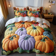 Pumpkin Haven Quilted Bedding Set Fall Festival Illustration Autumn Bedding Presents - Bancroftclothings