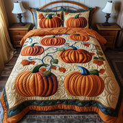 Pumpkin Haven Quilted Bedding Set Pumpkin Fields Unique Autumn Bedding Presents - Bancroftclothings