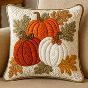 Pumpkin Leaf Charm Quilted Pillow Case Decorative Fall Pillow Covers Unique Gifts Family - Bancroftclothings