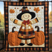 Pumpkin Scarecrow Quilted Blanket Autumn Bed Throw Gifts For People Who Like Skulls - Bancroftclothings
