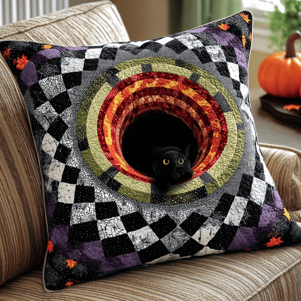 Pumpkin Shadow Quilted Pillow Case Decorative Pillow Cases Halloween Birthday Gifts - Bancroftclothings