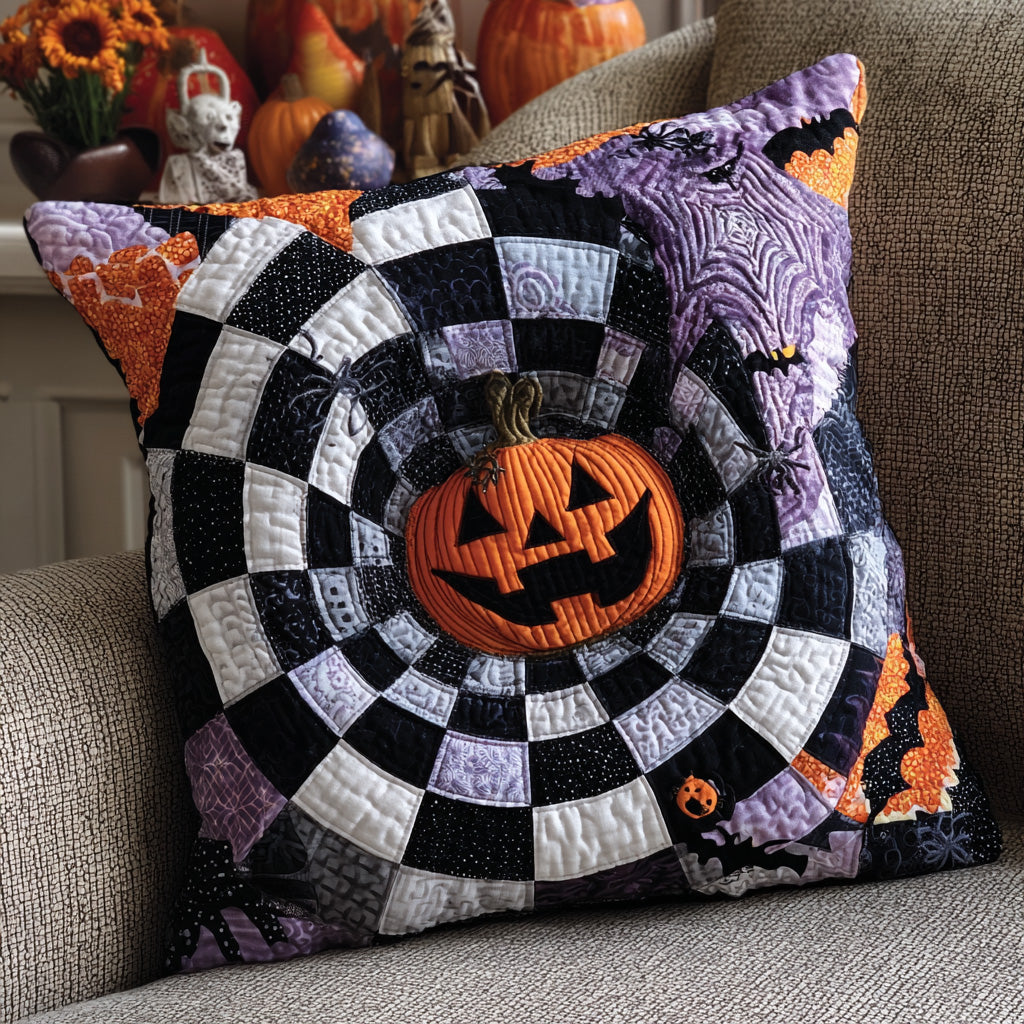 Pumpkin Spiral Quilted Pillow Case Decorative Pillow Covers Halloween Gifts For Adults - Bancroftclothings