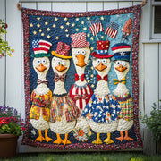 Quack for Liberty Quilted Blanket Christmas Throw Blanket Patriotic Gifts For Dad - Bancroftclothings