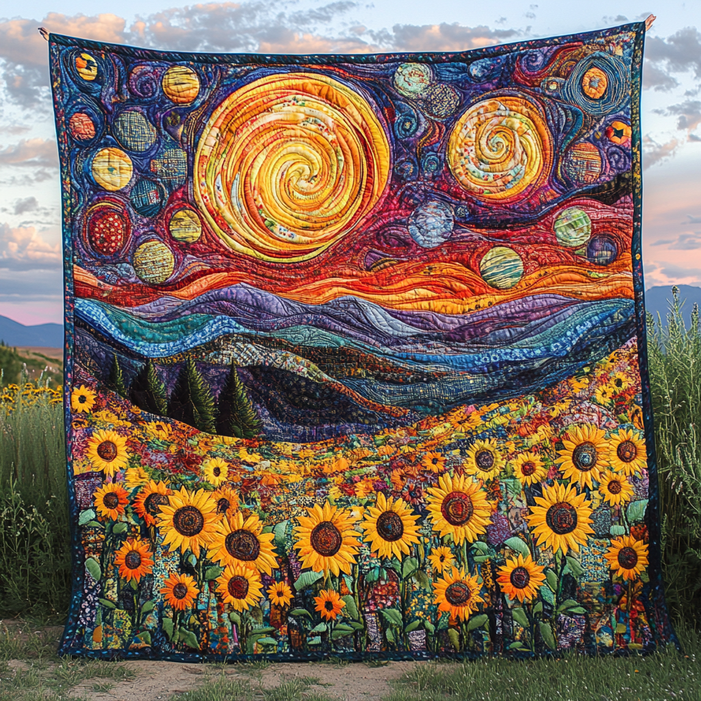 Radiant Fields Quilted Blanket Cool Throw Blanket Sunflower Gifts For Friends - Bancroftclothings