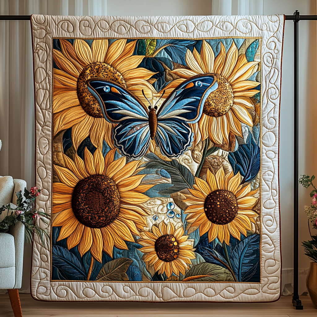 Radiant Flight Quilted Blanket Cool Throw Blanket Butterfly Gifts For Her - Bancroftclothings